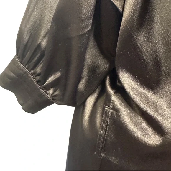 🖤Y2K Black Satin High-Neck Blouse | Adjustable Collar 🖤 - Picture 11 of 14